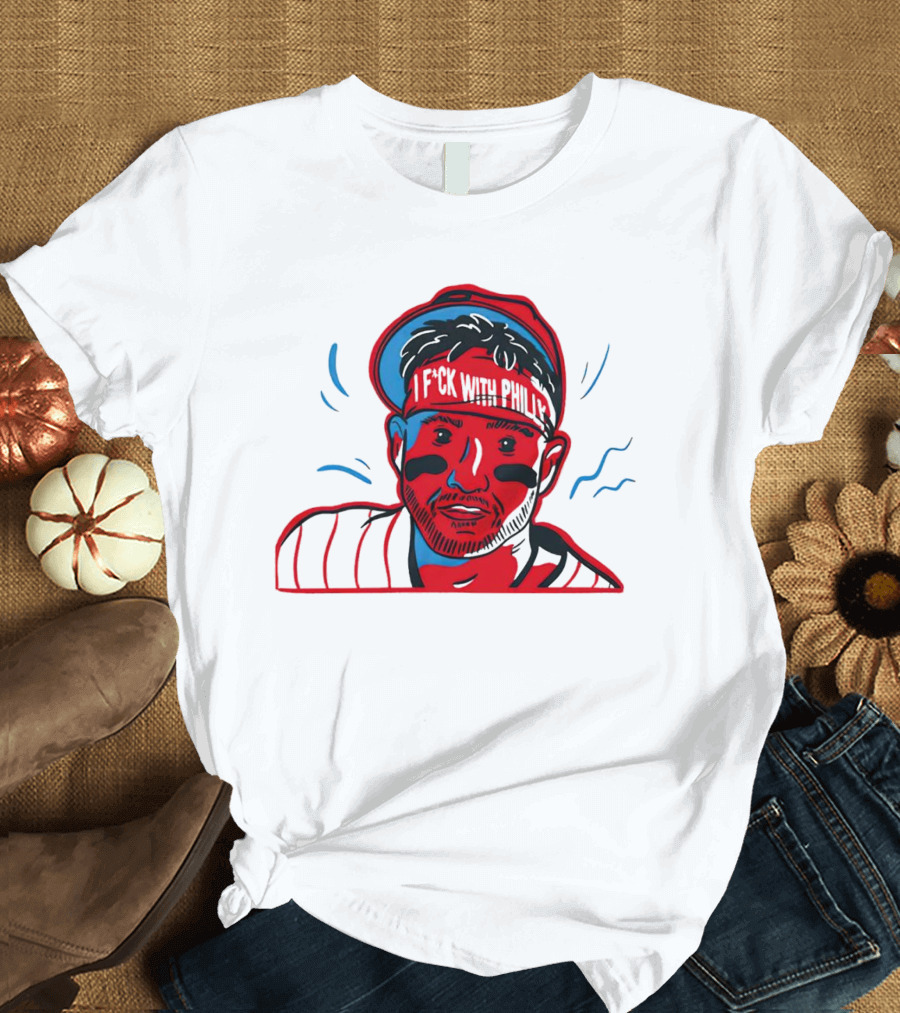 I Fck With Philly Philadelphia Phillies Cartoon Player Fan T-Shirt