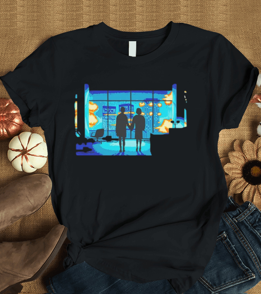 Explosion Fire Cityscape Window T-Shirt