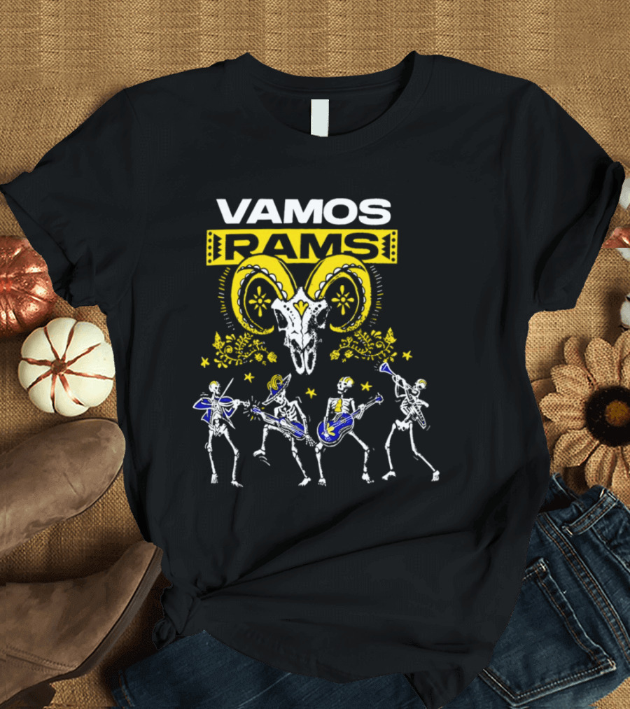 Vamos Rams Dia De Los Muertos Skeleton Dance T-Shirt