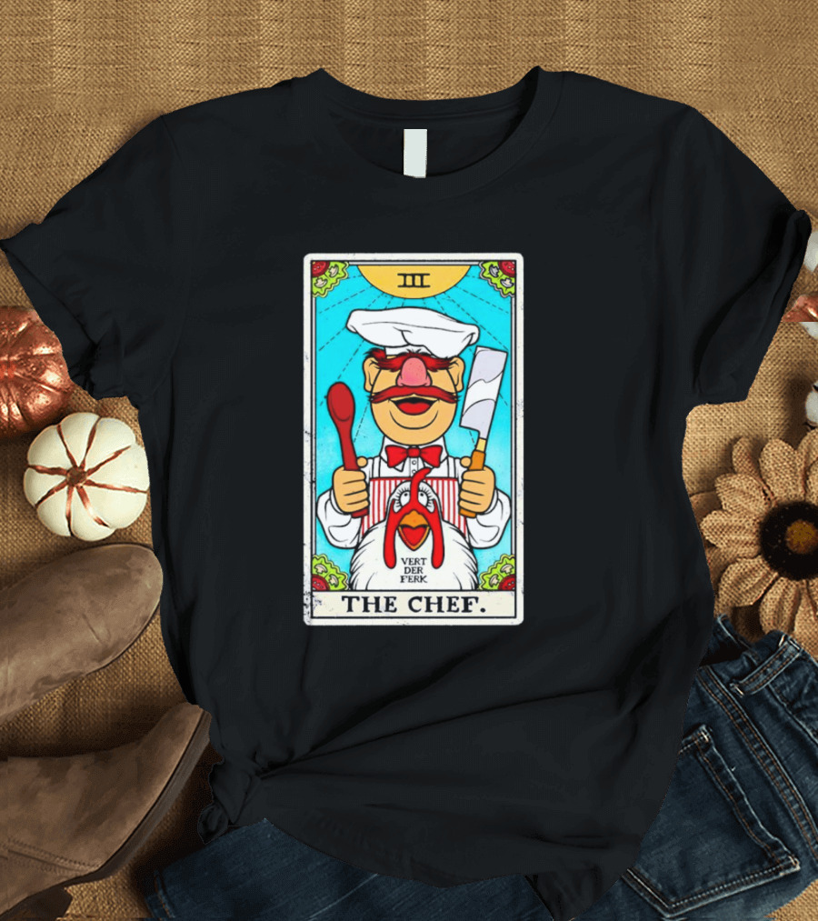 The Chef Tarot Card Vert Der Ferk Spoon Cleaver Chicken T-Shirt