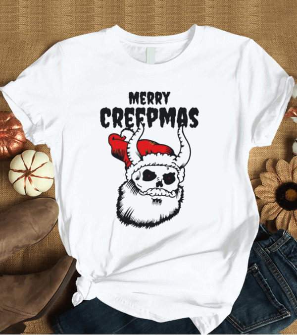 T-Shirt: Merry Creepmas Horror Santa Skull Christmas T-Shirt Merry Creepmas Horror Santa Skull Christmas T-Shirt