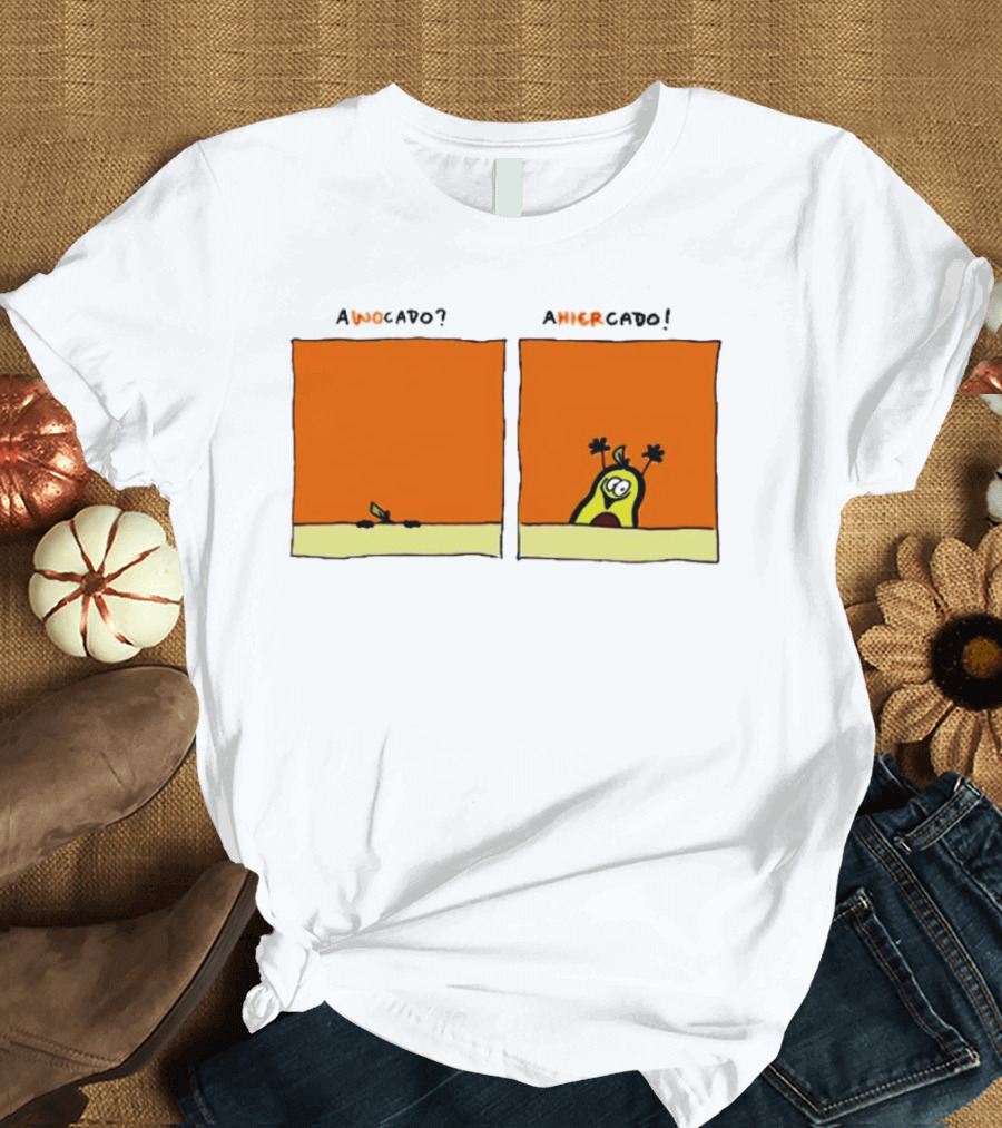 Awocado Ahiercado Funny Avocado Comic Two Panel Joke T-Shirt