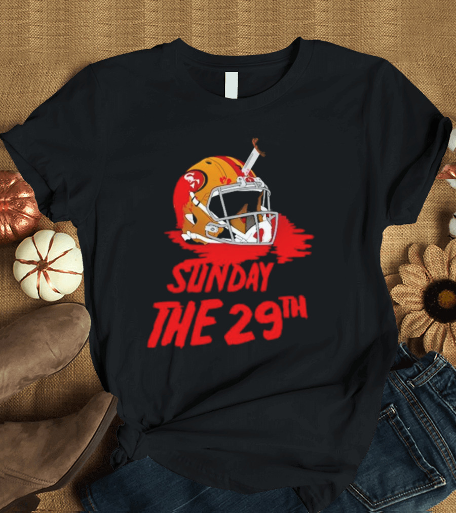 Sunday the 29th Football Helmet Horror Crossover T-Shirt