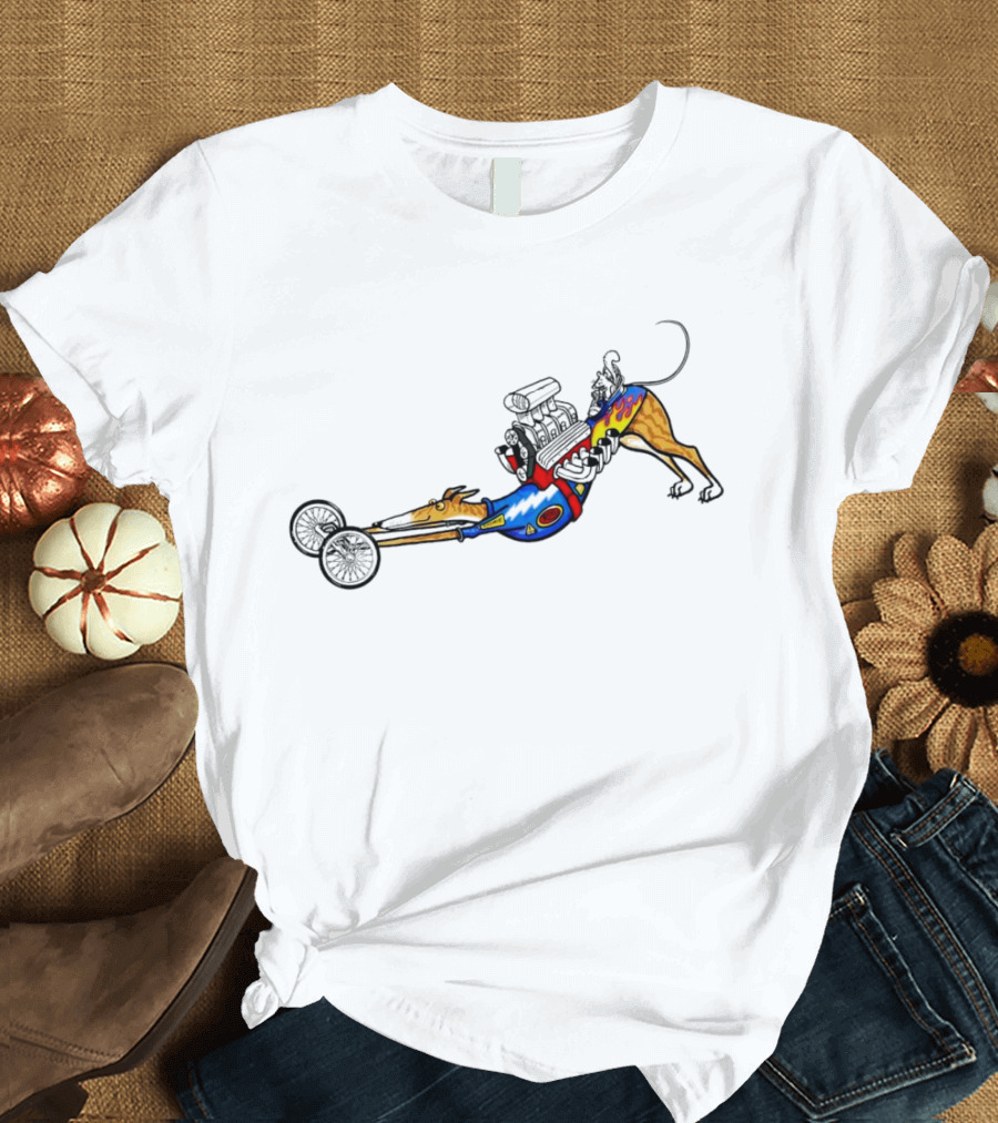 The Indianapolis One Cartoon Dog Dragster Engine Racing T-Shirt