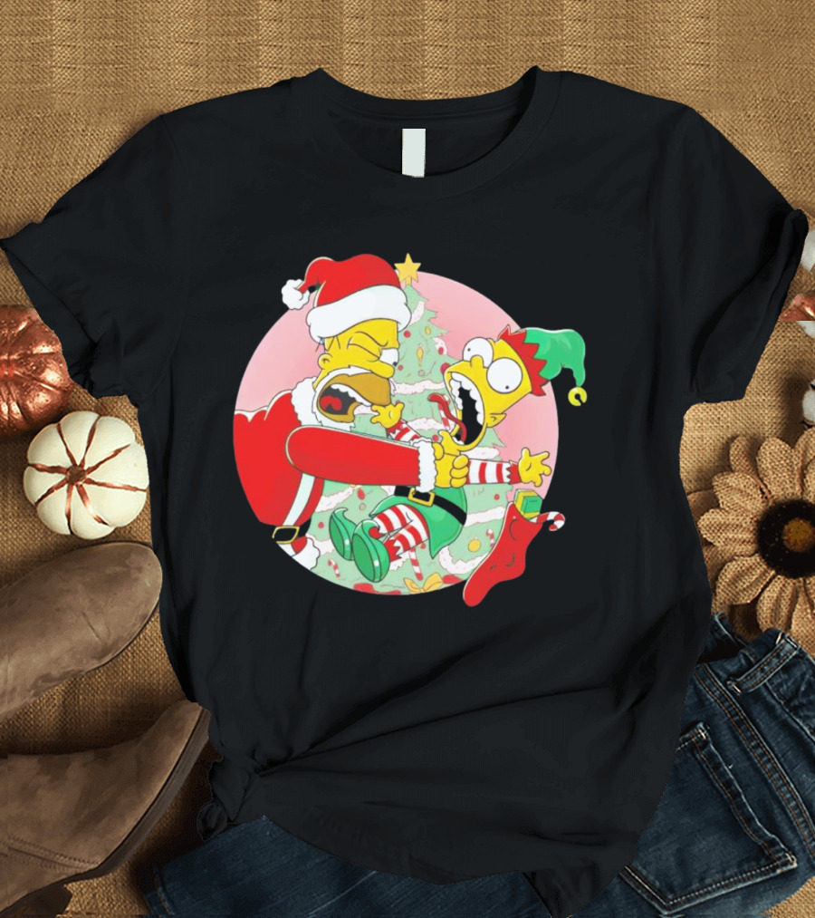 You Are Not Santa's Helper Animated Christmas Family Fight T-Shirt