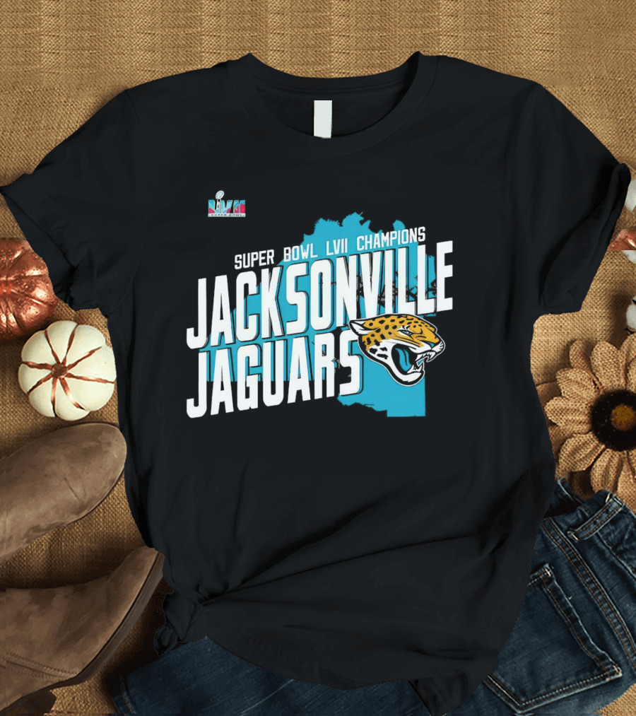 Jacksonville Jaguars Super Bowl LVII Champions Logo and Map T-Shirt