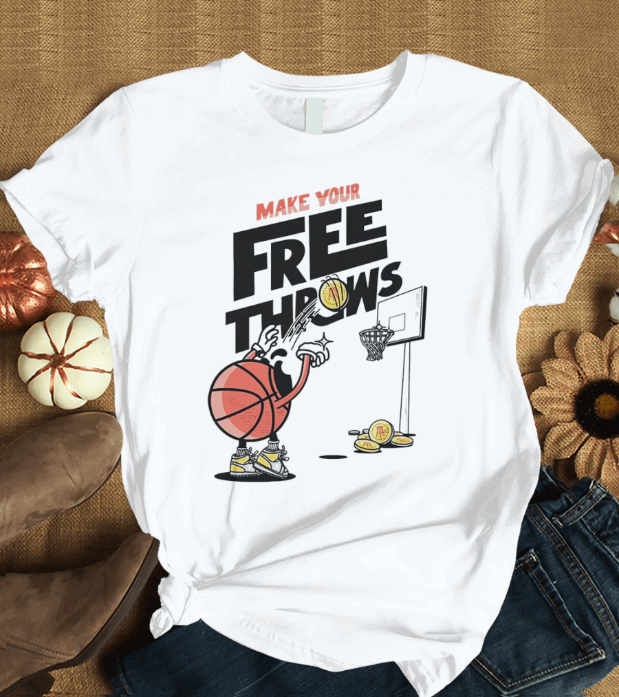 Make Your Free Throws Basketball Cartoon Coin Scoring T-Shirt