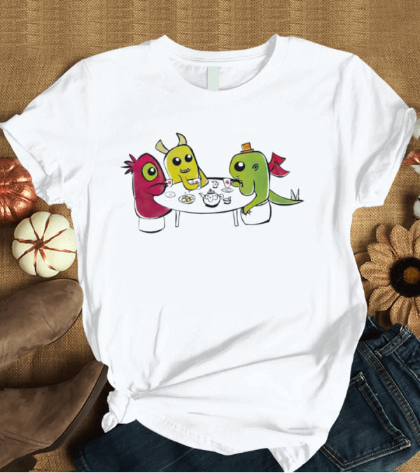 T-Shirt: Monster Tea Party at Table with Cookies and Teacups T-Shirt Monster Tea Party at Table with Cookies and Teacups T-Shirt
