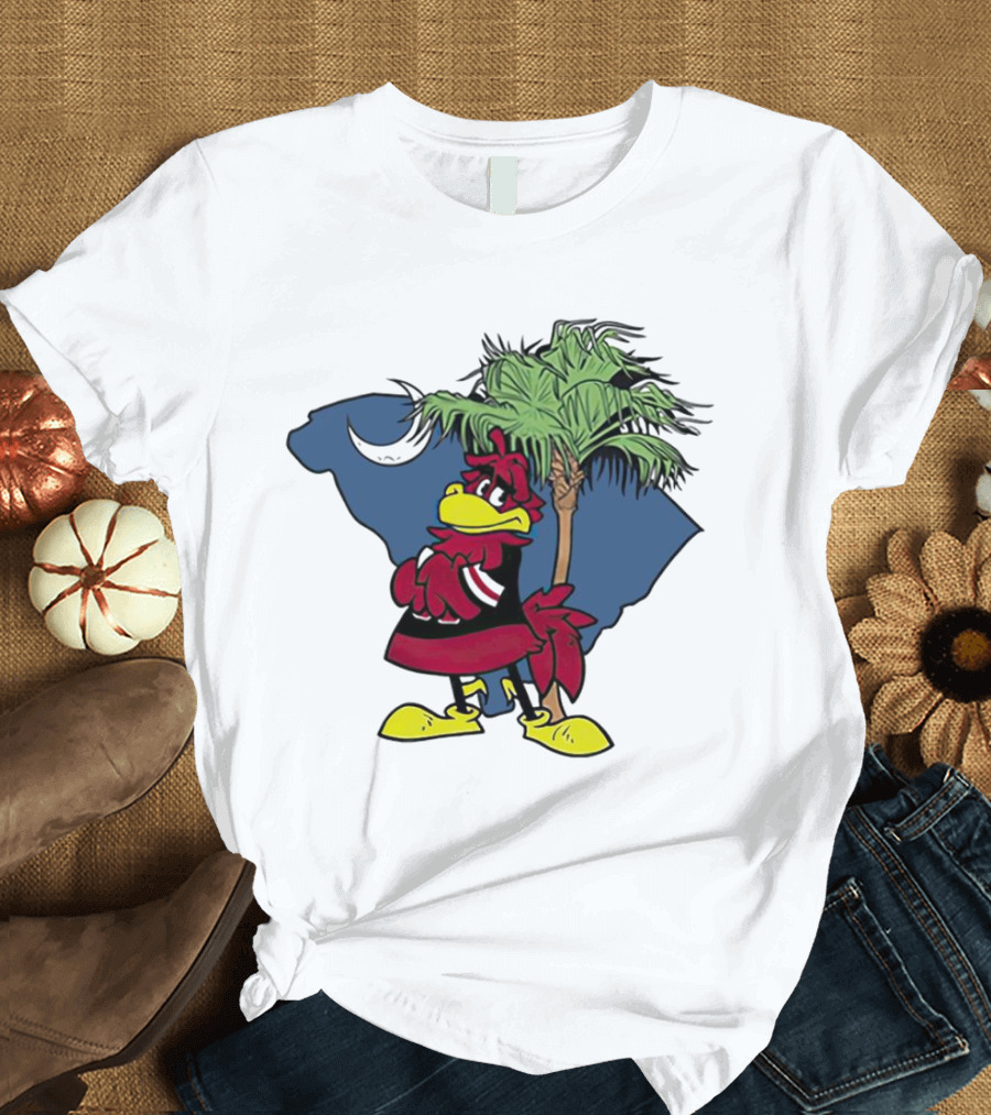 South Carolina Gamecocks Mascot State Emblem Palmetto Tree and Crescent Moon T-Shirt