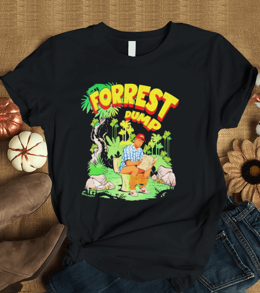 FORREST DUMP CARTOON TOILET JUNGLE READING T-Shirt