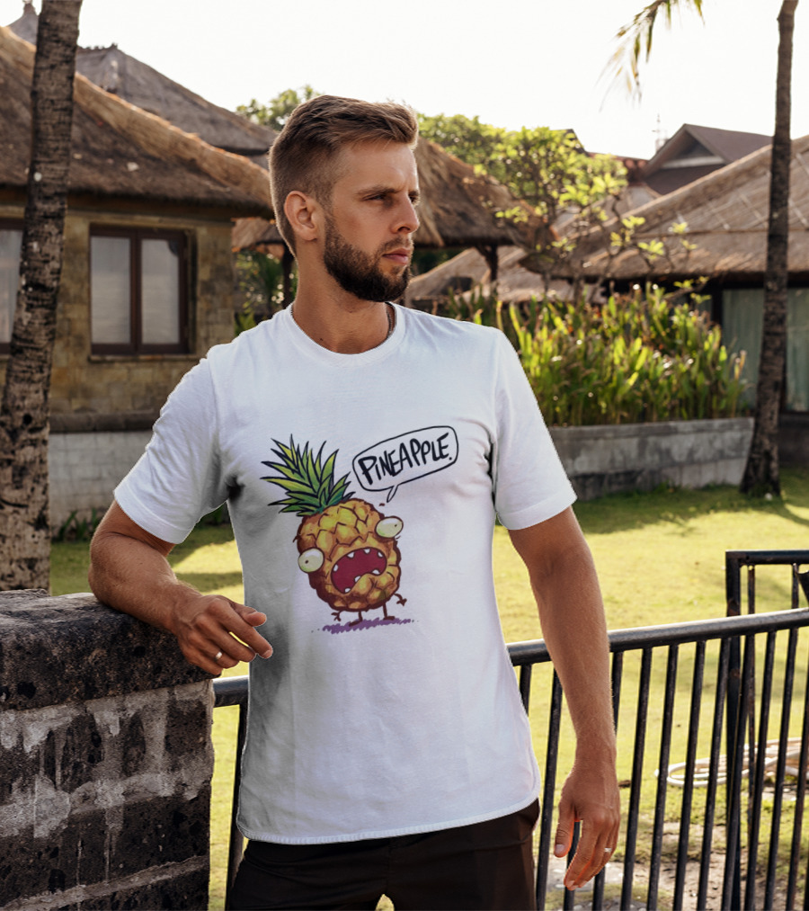 Pineapple Cute Pineapple With Cartoon Face And Funny Expression T-Shirt