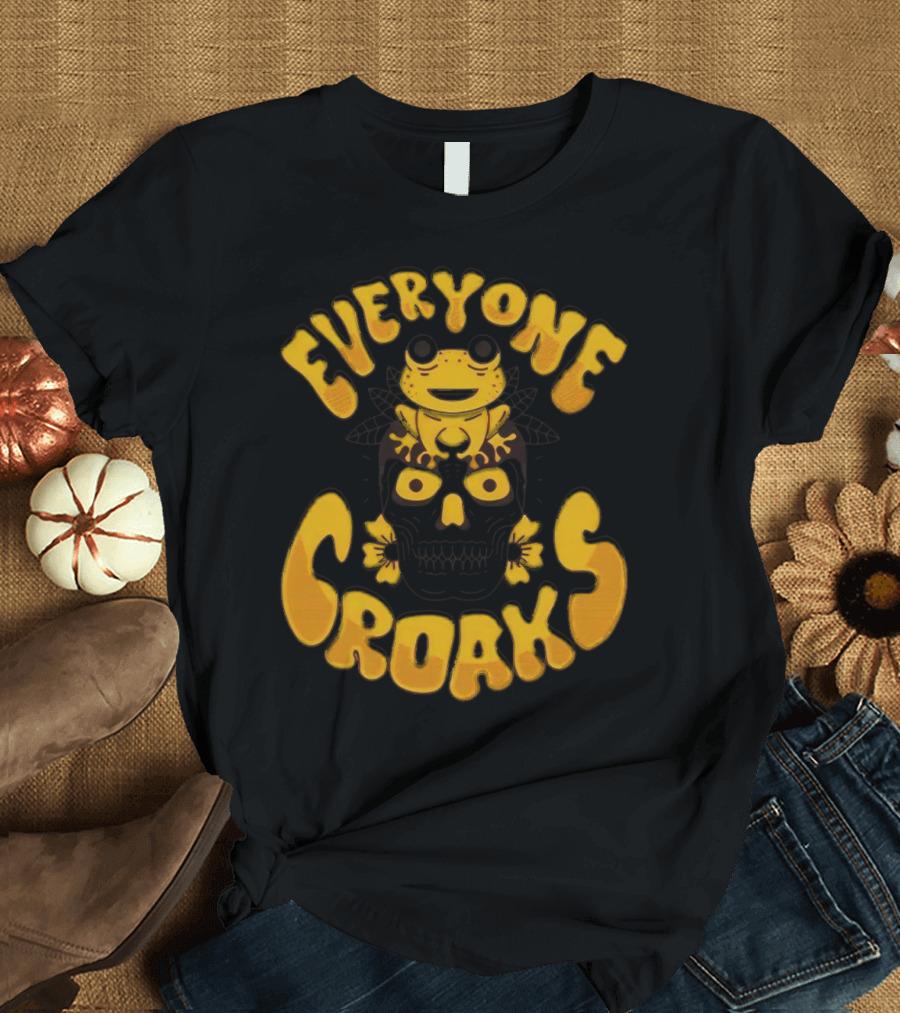 Everyone Croaks Frog on Skull T-Shirt