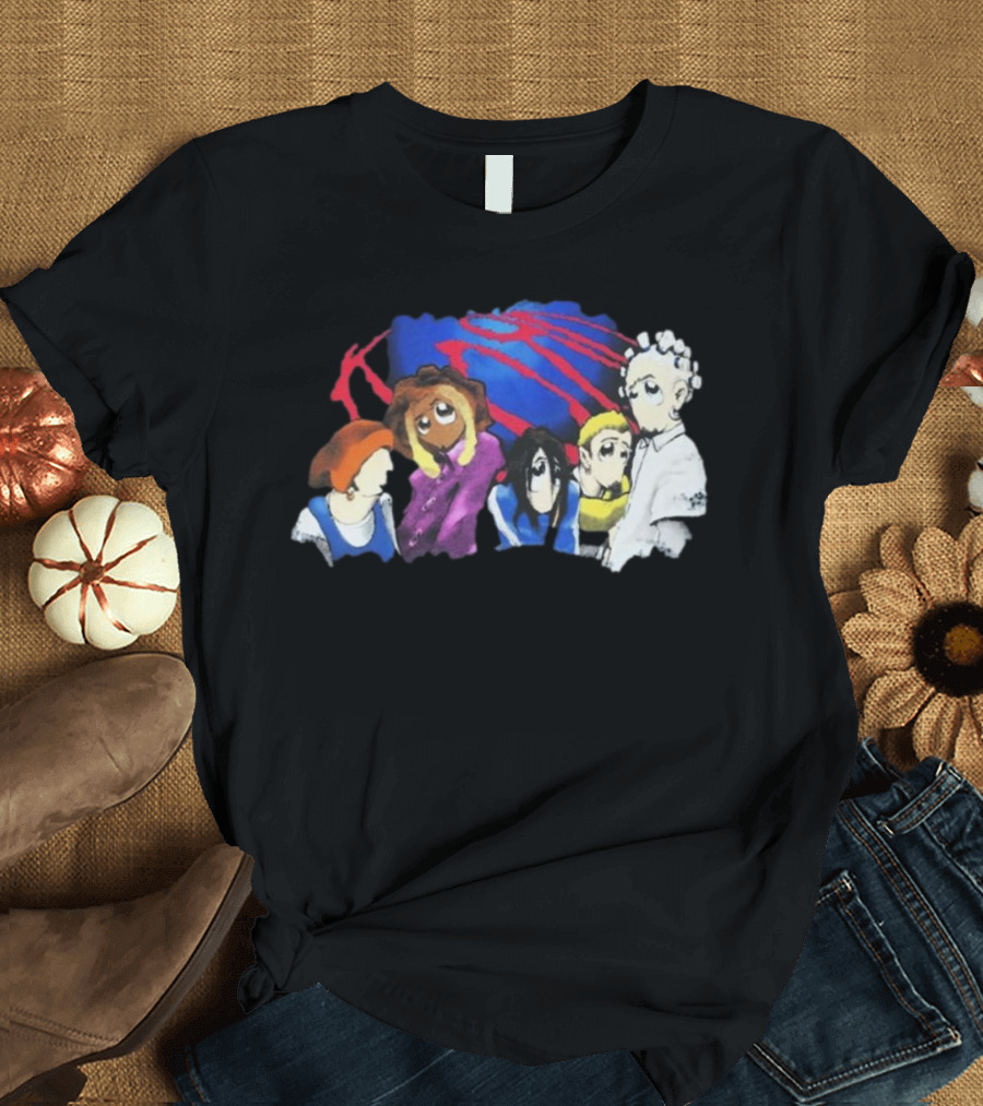 Rare Vintage 1998 Korn Cartoon Characters with Bold Red and Blue Elements T-Shirt