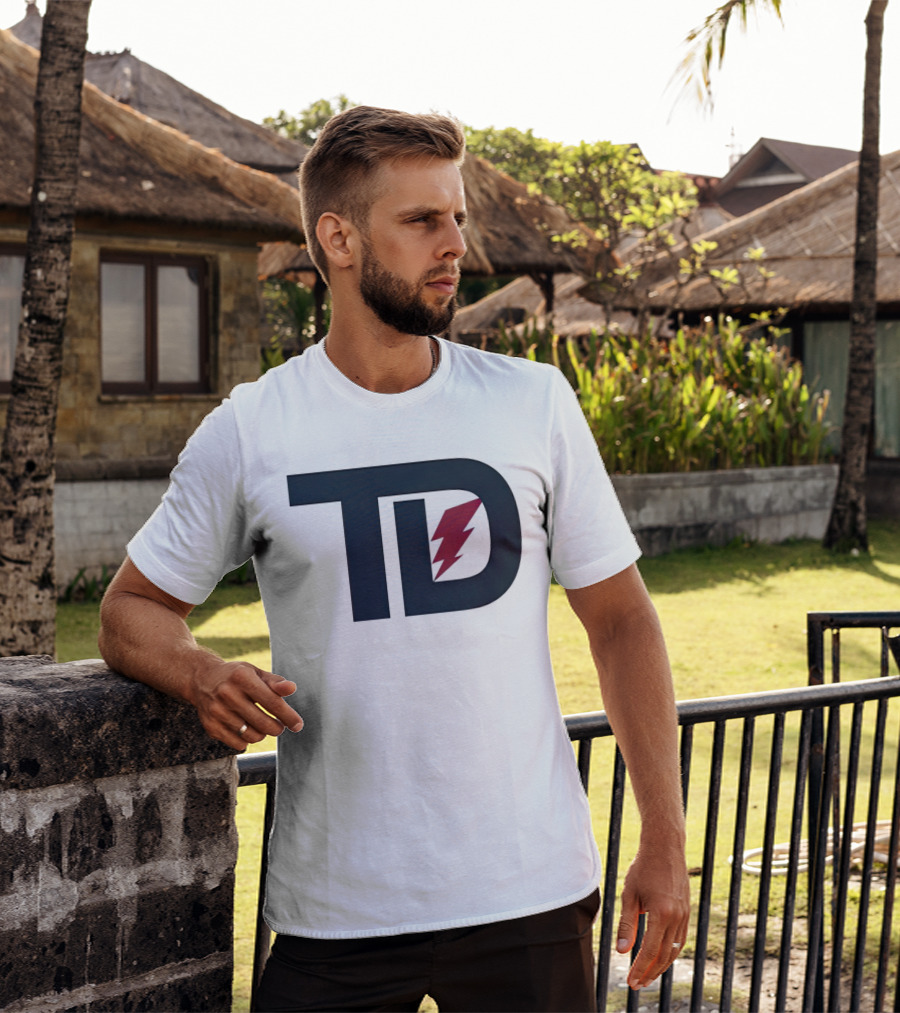 TD Logo With Red Lightning Bolt Tank Dell Houston Texans Football T-Shirt