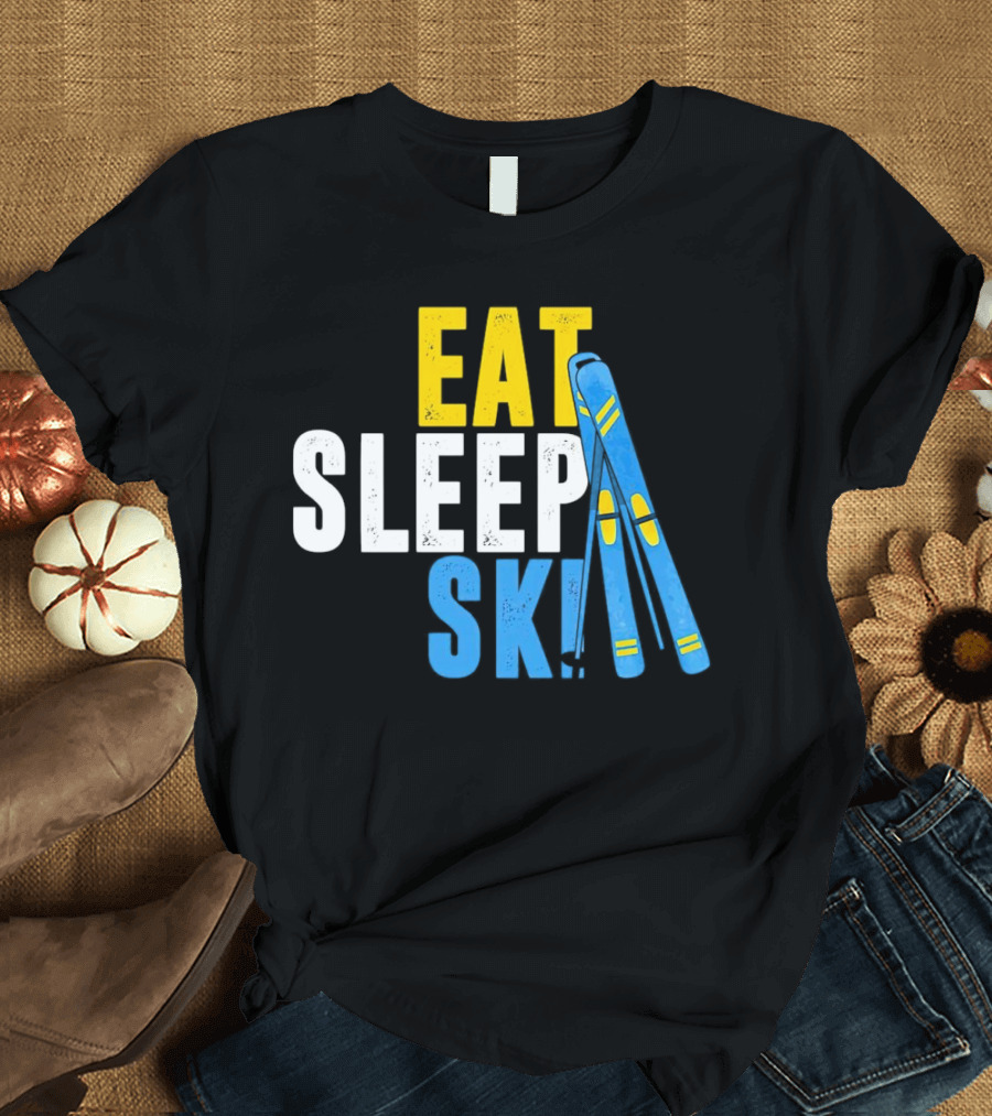 Eat Sleep Ski Skiing Ski Poles T-Shirt