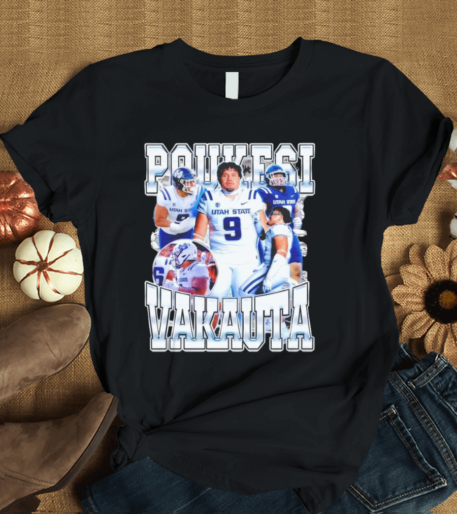 Poukesi Vakauta Utah State Aggies Football Player Number 9 T-Shirt