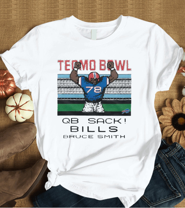 T-Shirt: Tecmo Bowl QB Sack 78 Bills Bruce Smith T-Shirt Tecmo Bowl QB Sack 78 Bills Bruce Smith T-Shirt