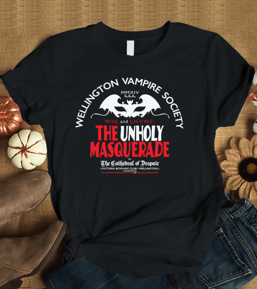 Wellington Vampire Society The Unholy Masquerade at The Cathedral of Despair Victoria Bowling Club Wellington T-Shirt