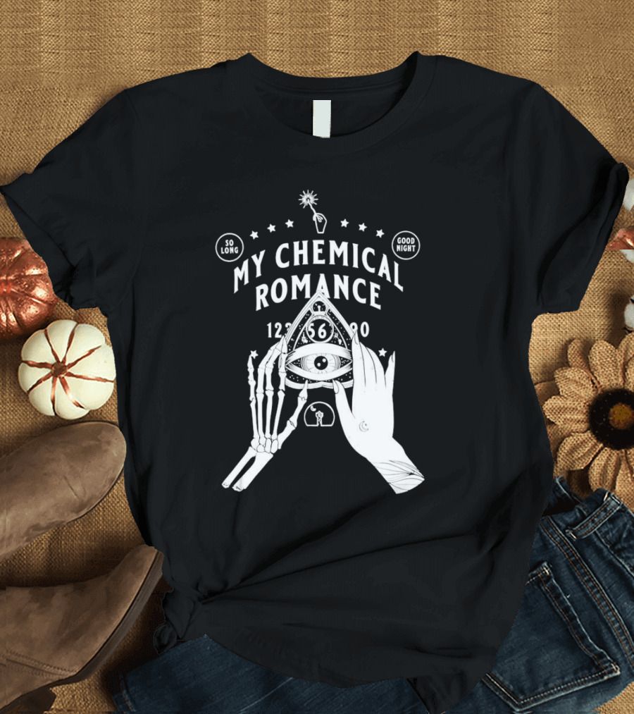 My Chemical Romance Ouija Planchette So Long Good Night Skeleton Hand 1234567890 T-Shirt