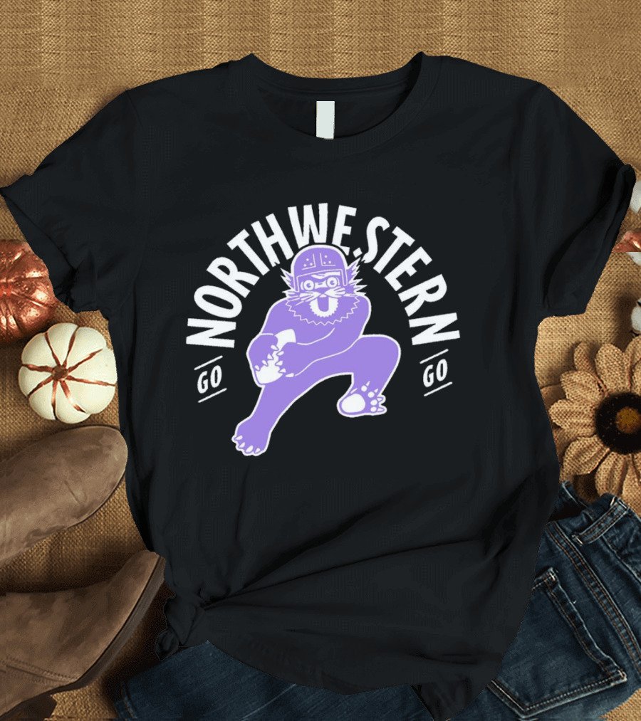 Northwestern Wildcats Football Mascot Go Northwestern Go T-Shirt
