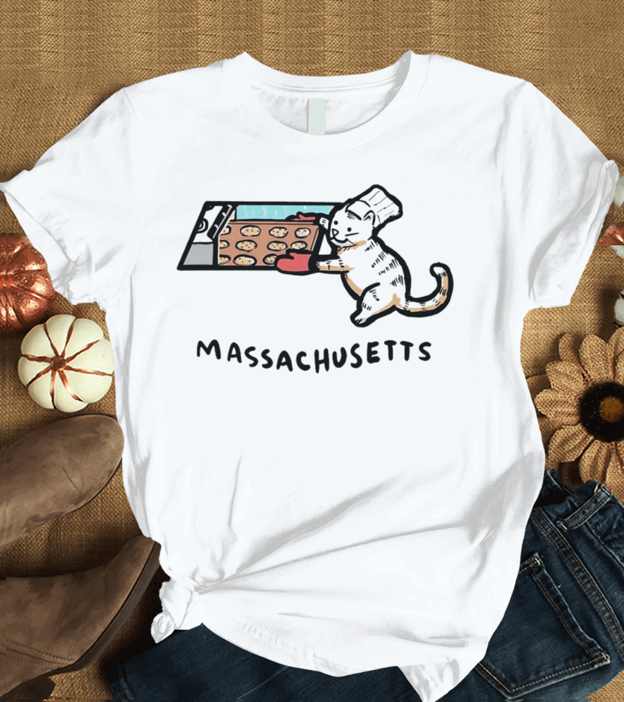Massachusetts Baking Cat Meowsachusetts Cookies T-Shirt