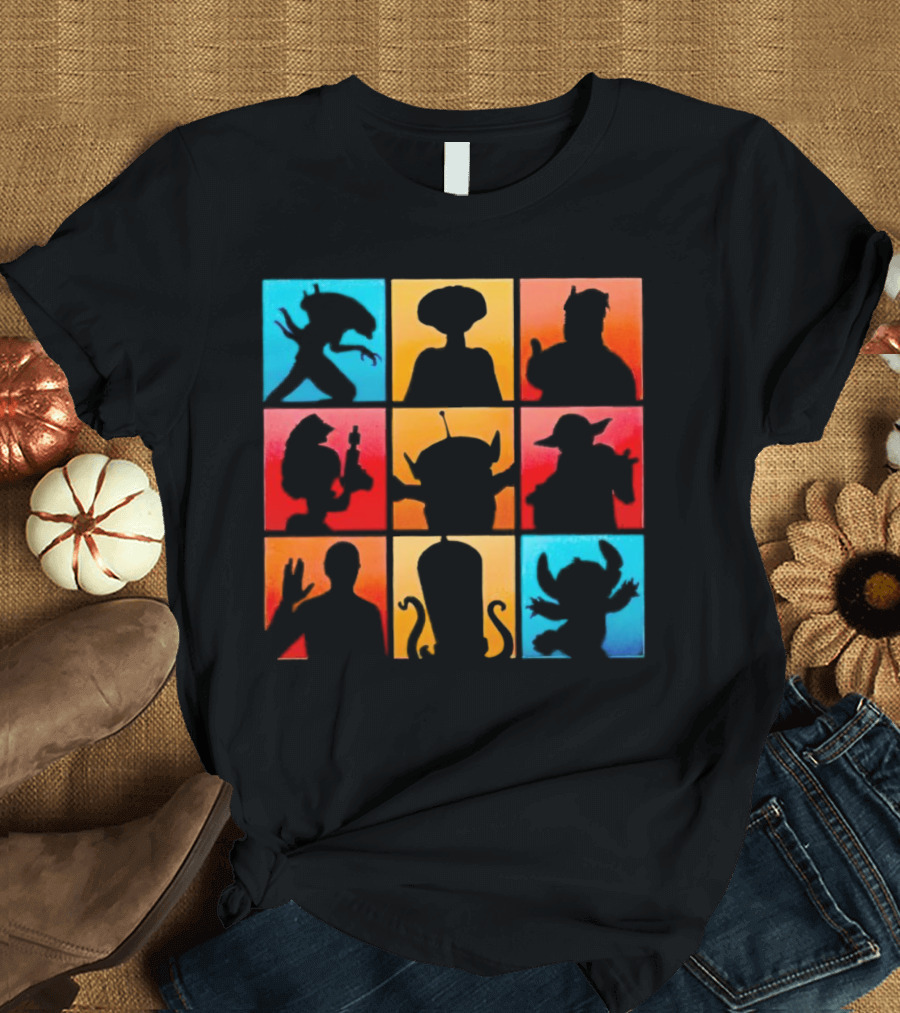 The Alien Gang Iconic Pop Culture Sci-Fi Silhouettes Compilation T-Shirt