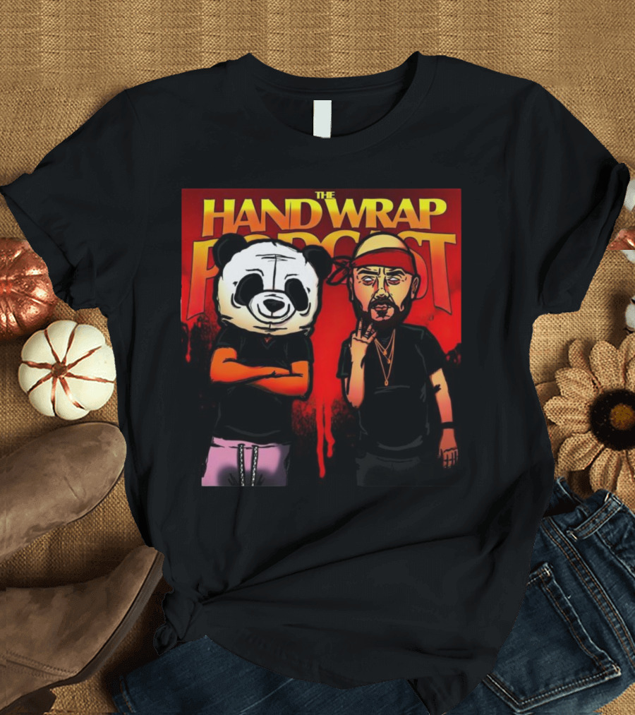 The Hand Wrap Podcast Panda Mask and Bandana Characters T-Shirt