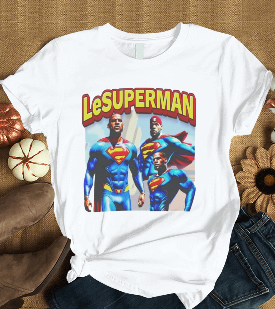 LeSuperman Lebron James Superman Trio Heroic Pose T-Shirt