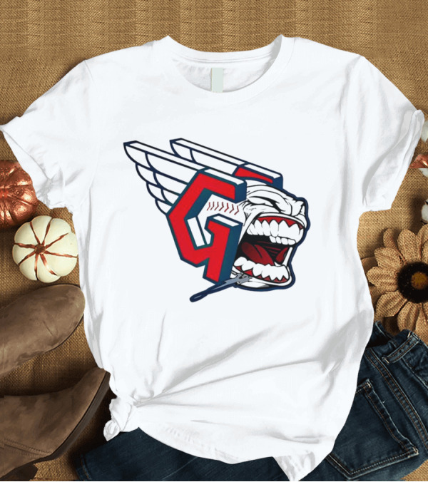 T-Shirt: Cleveland Guardians Wings Logo with Fierce Expression T-Shirt Cleveland Guardians Wings Logo with Fierce Expression T-Shirt