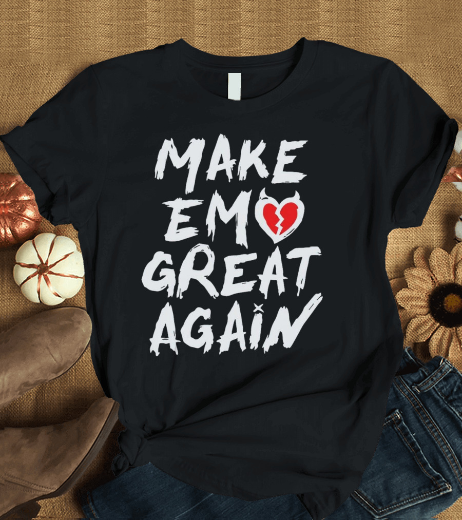 MAKE EMO GREAT AGAIN Broken Heart Devil Horns T-Shirt