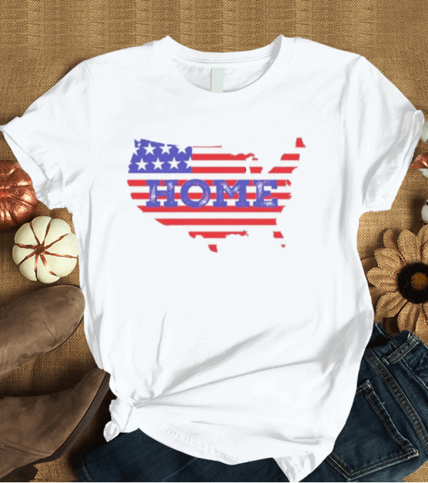 T-Shirt: USA Map Flag Home T-Shirt USA Map Flag Home T-Shirt