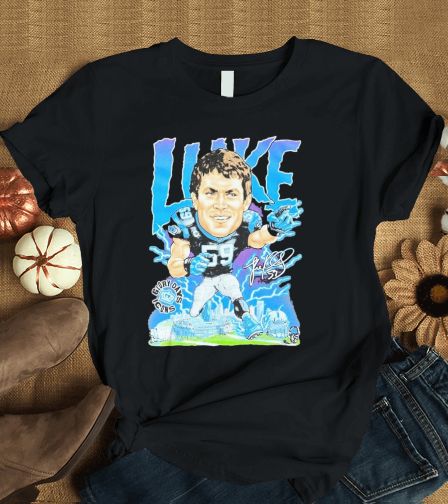 Luke Kuechly Carolina Panthers 59 Glory Days Icons Caricature T-Shirt