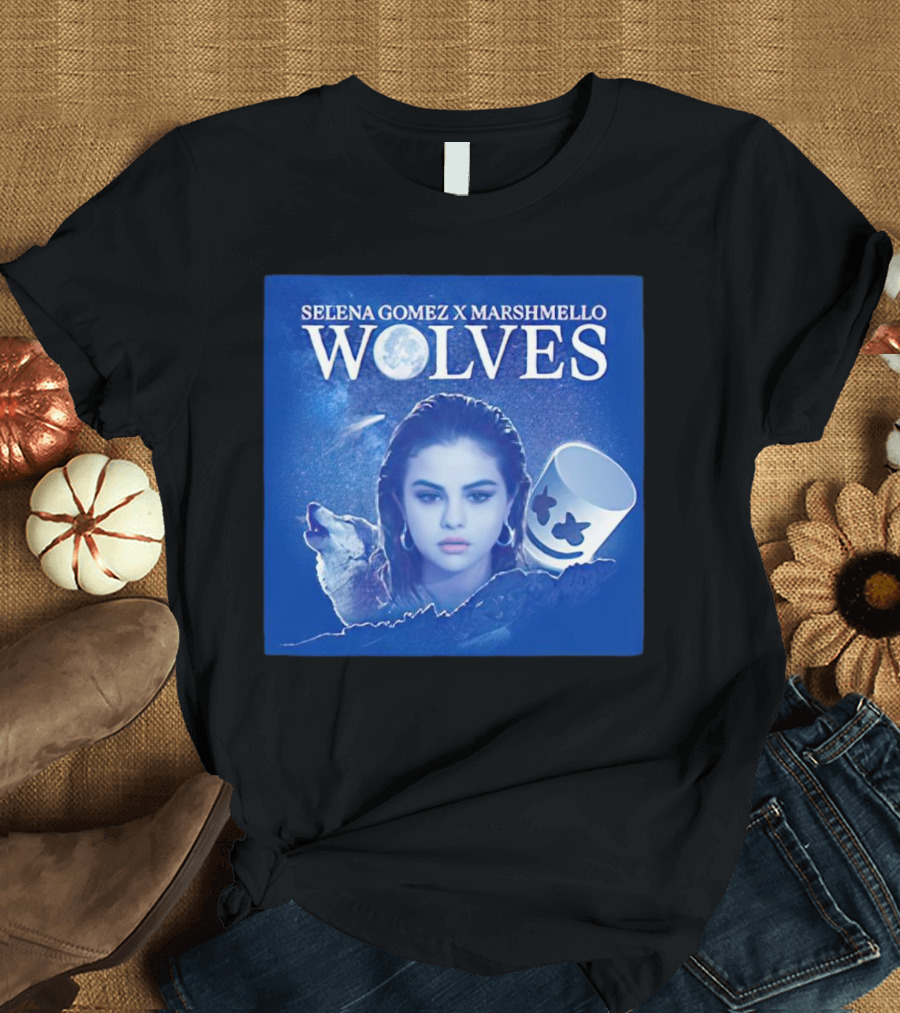 SELENA GOMEZ X MARSHMELLO WOLVES MOON WOLF FACE T-Shirt