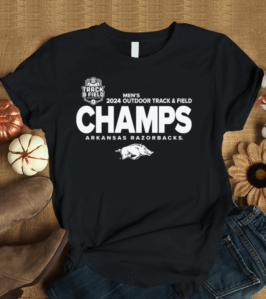 Arkansas Razorbacks 2024 Men's Outdoor Track and Field SEC Champs T-Shirt
