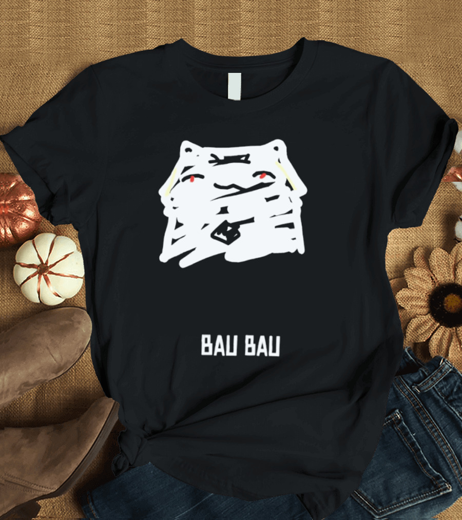 Bau Bau Cat Minimalist Face Sketch T-Shirt