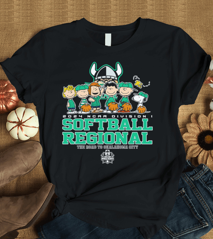 Peanuts Characters 2024 NCAA Division I Softball Regional Cleveland State Vikings Road to Oklahoma City College World Series T-Shirt