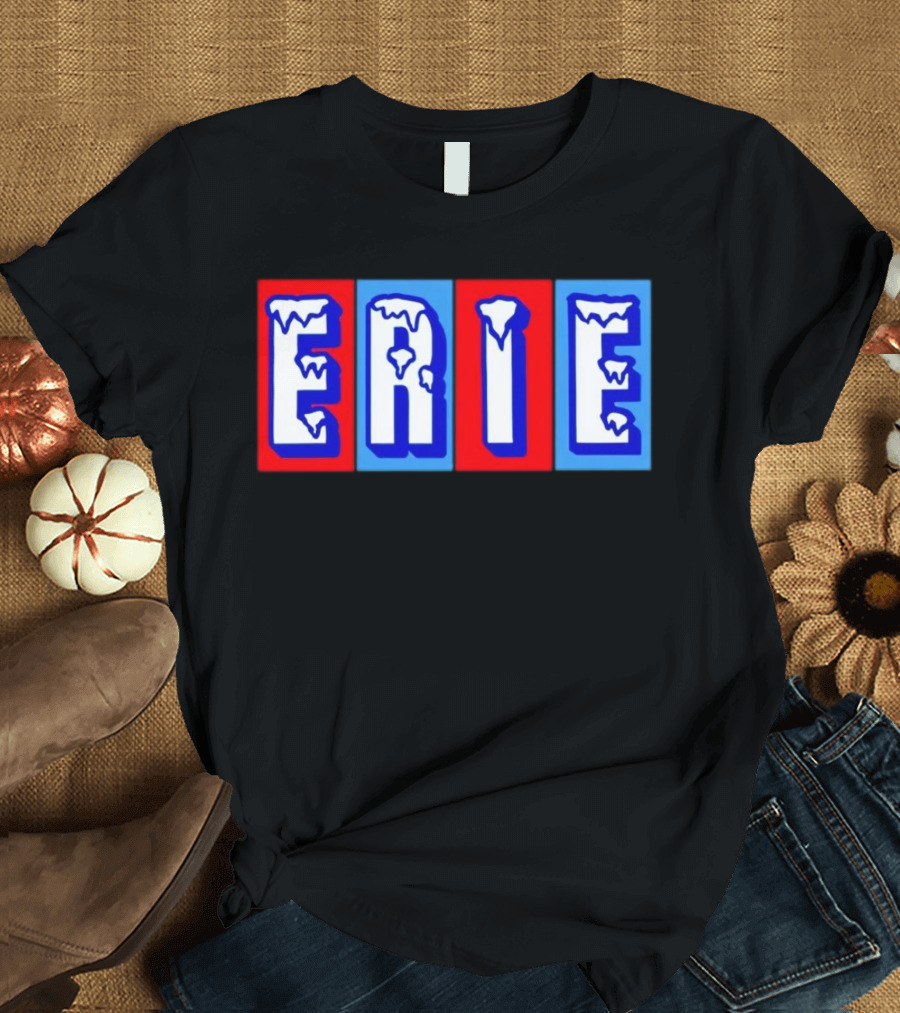 ERIE Ice Block Letters T-Shirt