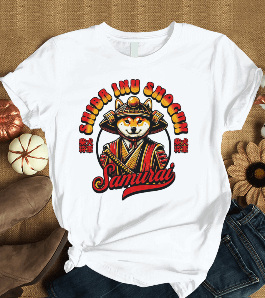 Shiba Inu Shogun Samurai Dog Japan Animal Pet Japanese Kanji T-Shirt