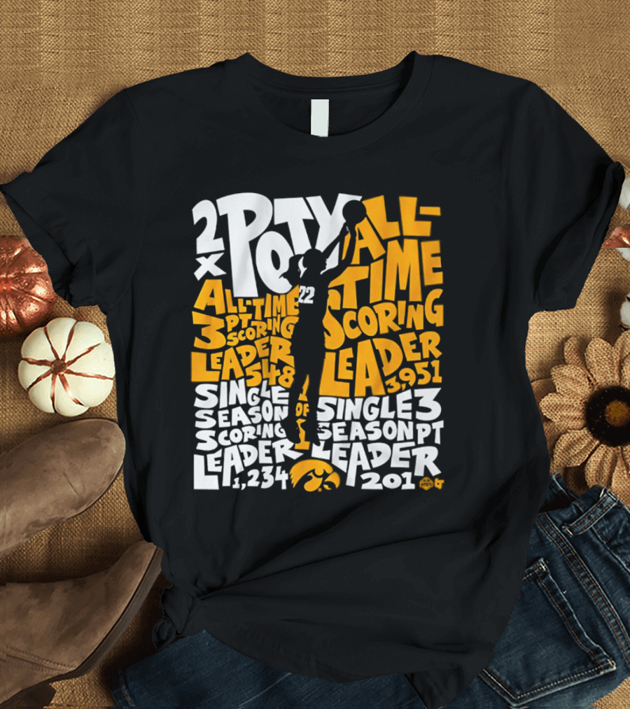 2X POTY Iowa All Time Scoring Leader 3951 Single Season Scoring Leader 1234 T-Shirt