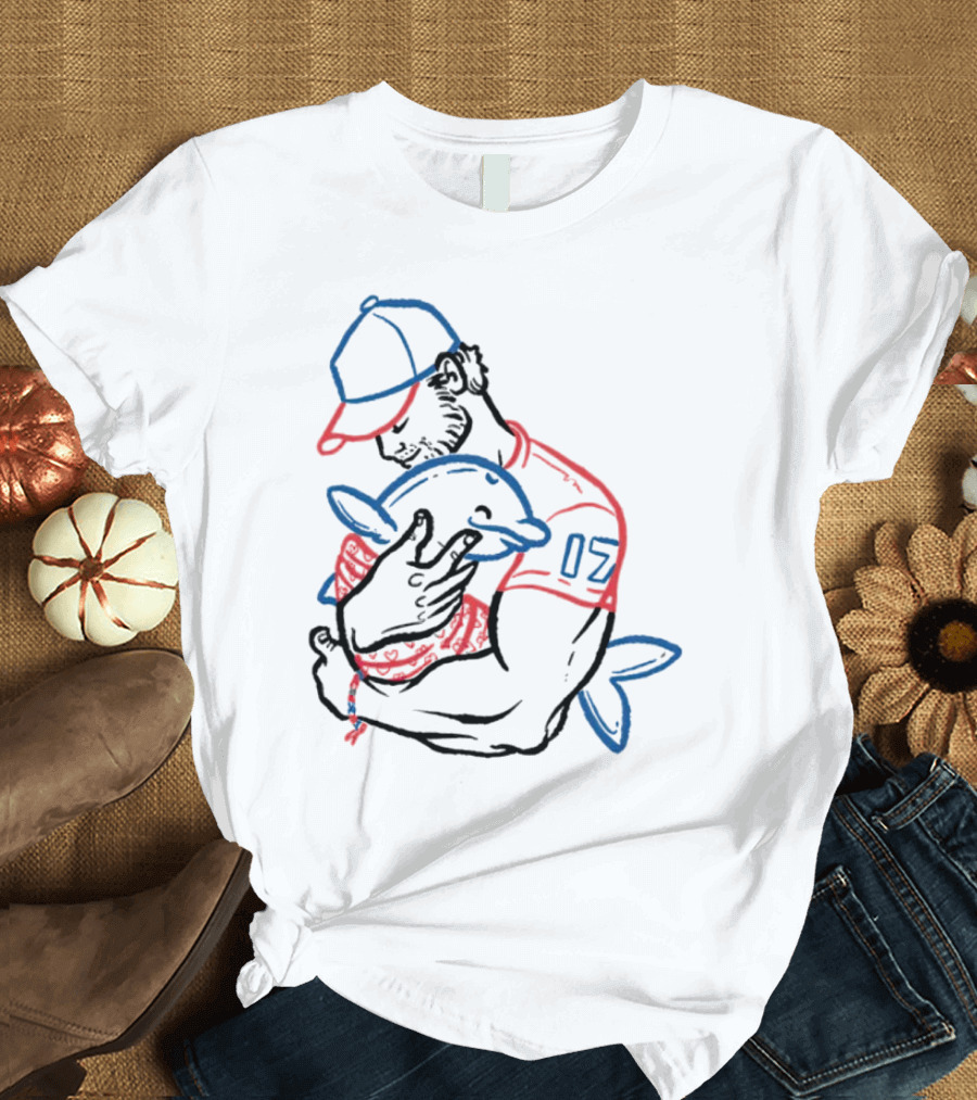 Dolphin I Love You Dad 17 Baseball Player Hugging Child's Plush Toy T-Shirt