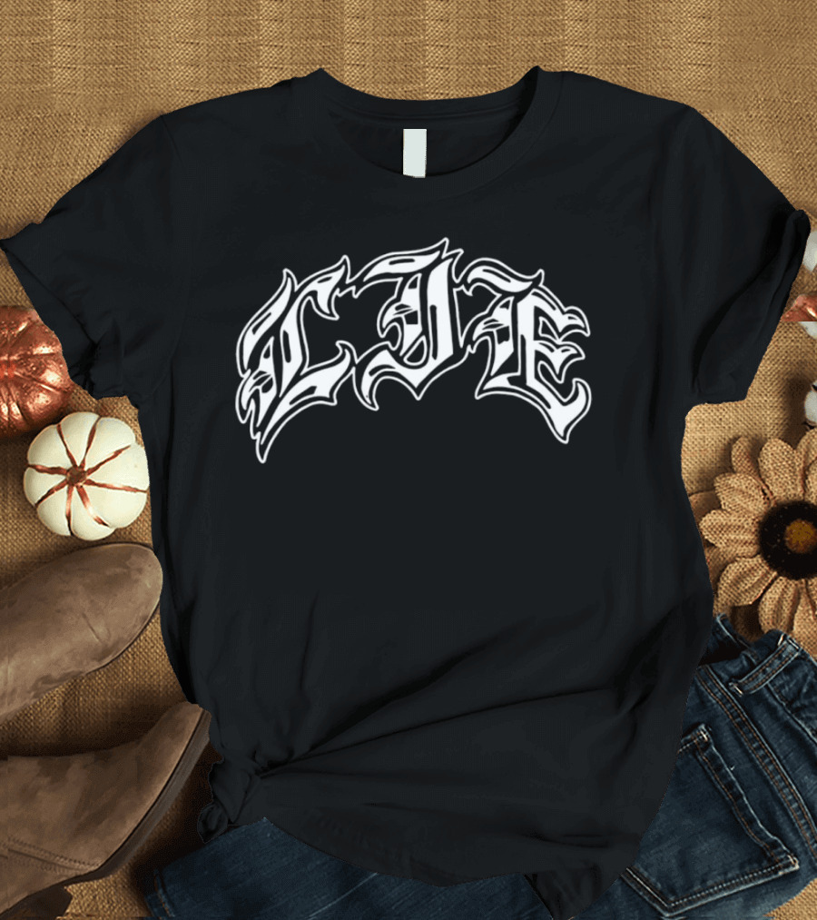 LIE Latinos Run Hardcore Gothic Styled Text T-Shirt