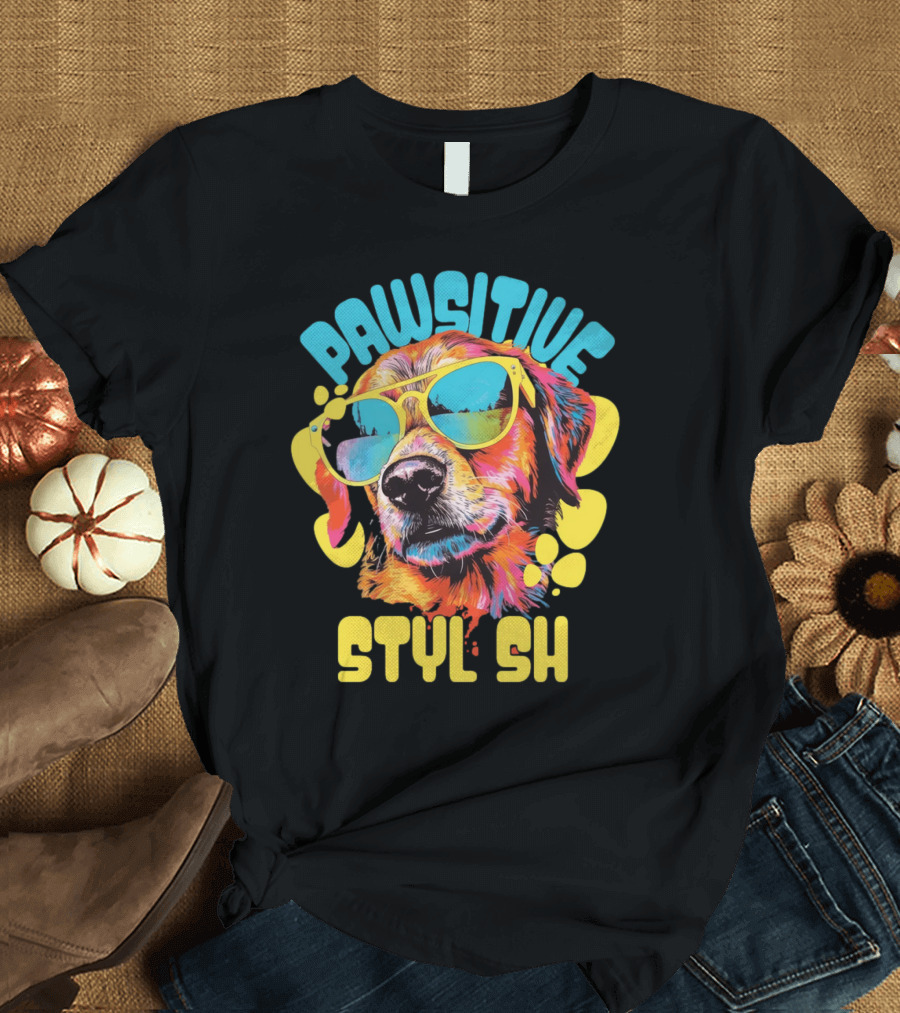 Pawsitive Styl Sh Sunglasses Retro Dog T-Shirt