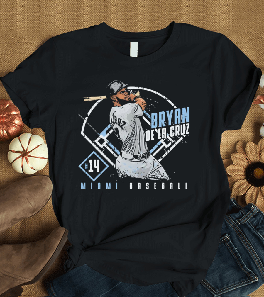 Bryan De La Cruz Miami Baseball #14 Cartoon T-Shirt