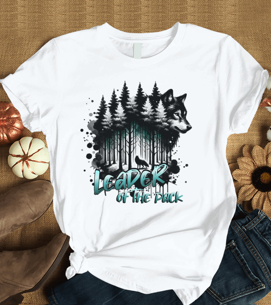 Leader of The Pack Wolf Forest T-Shirt
