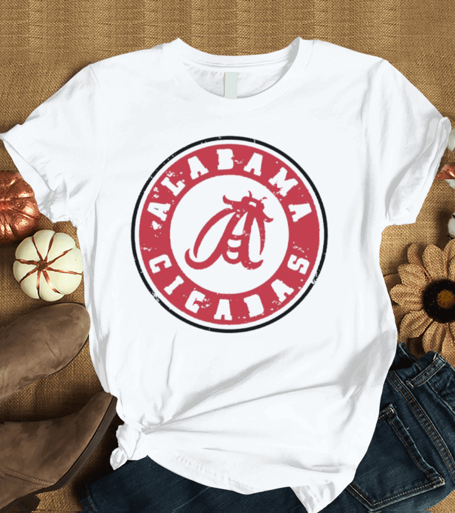 Alabama Cicadas Crimson Tide Football Circle Emblem T-Shirt