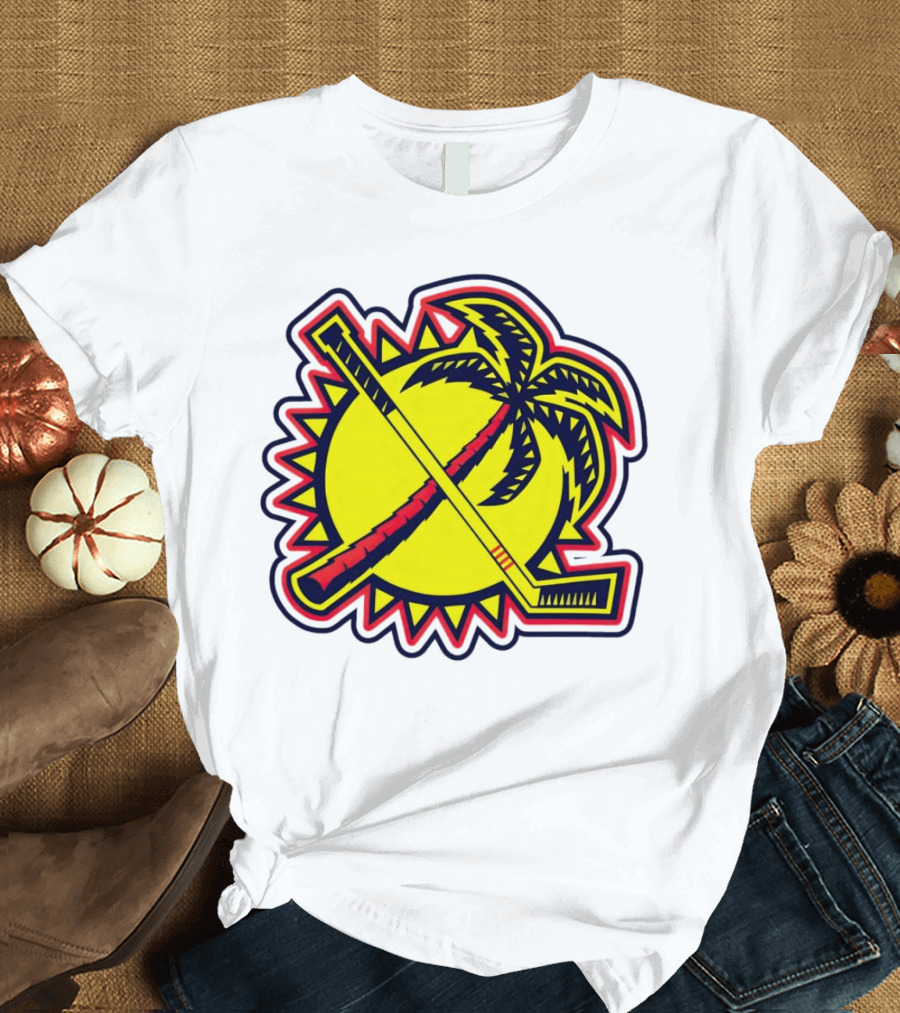 Florida Panthers Sun Coconut Tree Hockey Stick Palm T-Shirt