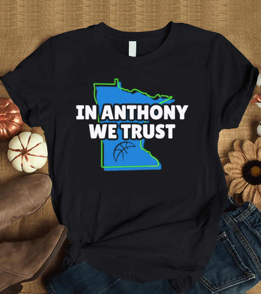 Minnesota Timberwolves in Anthony We Trust Basketball Outline T-Shirt