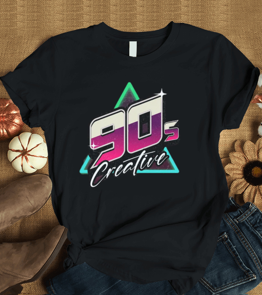 90s Creative Synthwave Retro Neon Triangle T-Shirt