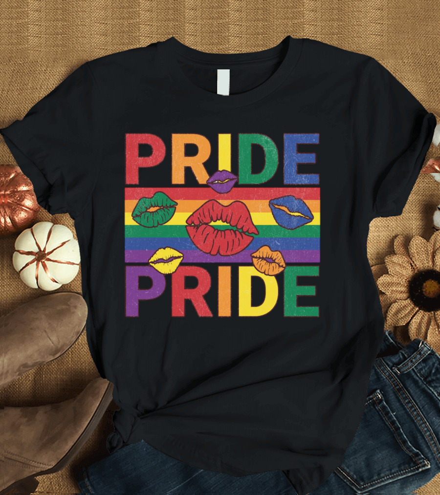 Pride Kisses Rainbow Lips Pride T-Shirt