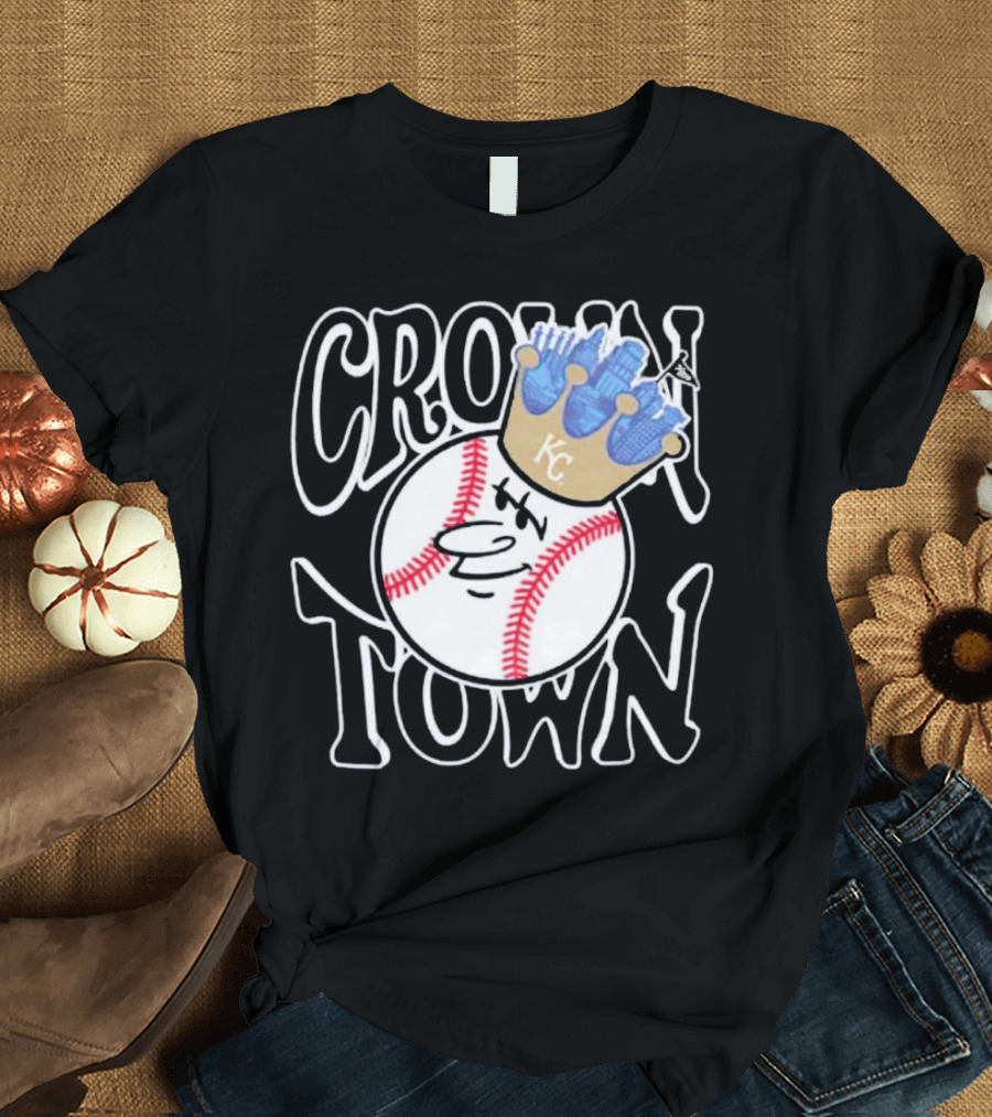 Crown Town Kansas City Royals Baseball Character with Crown T-Shirt